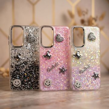 Samsung A16 Girly Glitter Case Good Luck Heart Edition