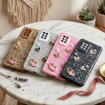 Premium Multicolor Glitter Case for Infinix Note 10 Pro with Heart Stone