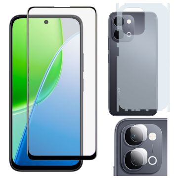 Vivo Y31d 9D Glass Edge to Edge Full Protection + Back Matte Thin Sheet Protector + 9H Back Camera Lens Protector 3-in-1 Combo Deal