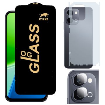Vivo Y31d HD OG Premium Quality Glass + Back Matte Thin Sheet Protector + 9H Back Camera Lens Protector 3-in-1 Pack