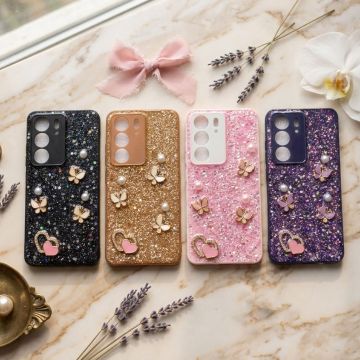 Premium Multicolor Glitter Case for Realme C71 with Heart Stone