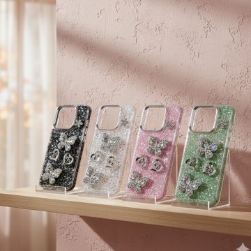 Premium Infinix Smart 9 Back Cover Featuring Shimmering Butterfly Motif and Crystal Accents