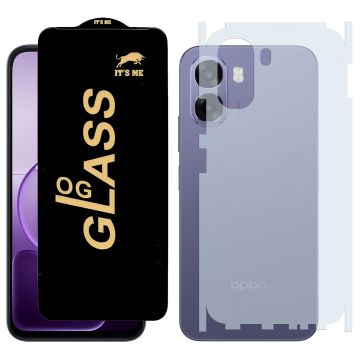 2-in-1 360 Protection for Oppo A6x: HD Glass + Back Matte