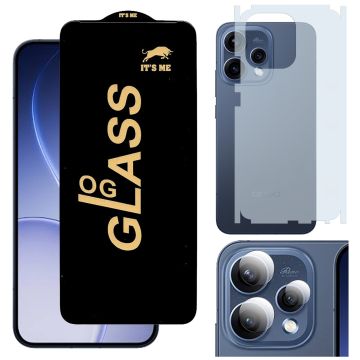 Oppo reno 15 HD OG Premium Quality Glass + Back Matte Thin Sheet Protector + 9H Back Camera Lens Protector 3-in-1 Pack