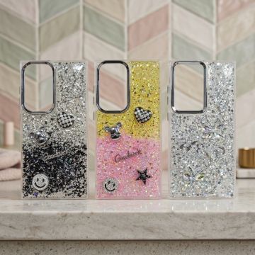 Samsung S23 Ultra Girly Glitter Case Good Luck Heart Edition