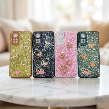 Premium Multicolor Glitter Case for Xiaomi Redmi Note 11 with Heart Stone