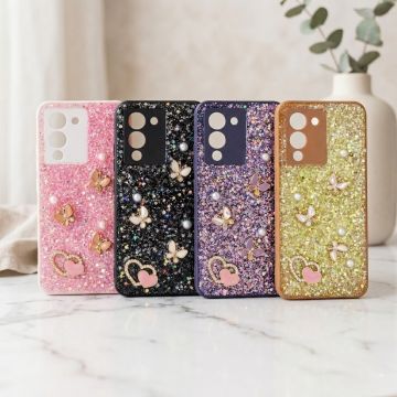 Premium Multicolor Glitter Case for Infinix Note 12 G96 with Heart Stone