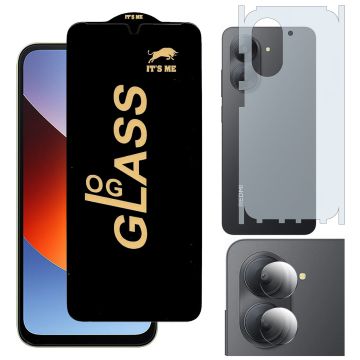 Xiaomi Redmi A7 HD OG Premium Quality Glass + Back Matte Thin Sheet Protector + 9H Back Camera Lens Protector 3-in-1 Pack