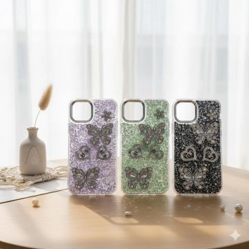 Premium Apple iPhone 11 Pro Back Cover Featuring Shimmering Butterfly Motif and Crystal Accents