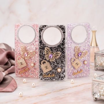 Vivo Y500 Golden Motif Glitter Case Premium Quality Luxury Back Cover