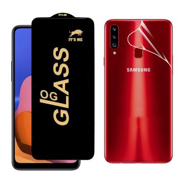 2-in-1 360 Protection for Samsung a20s: HD Glass + Back Jelly