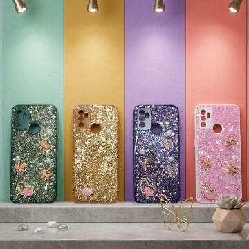 Premium Multicolor Glitter Case for Oppo A53 2020 with Heart Stone
