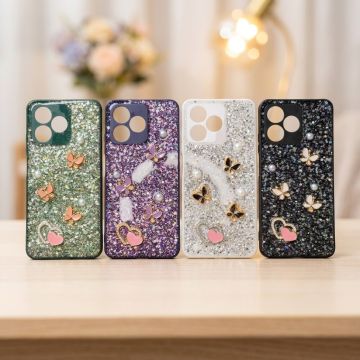 Premium Multicolor Glitter Case for Realme C51 with Heart Stone