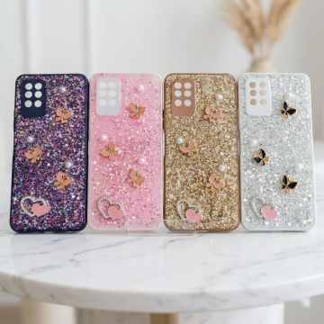 Premium Multicolor Glitter Case for Infinix Note 8i with Heart Stone