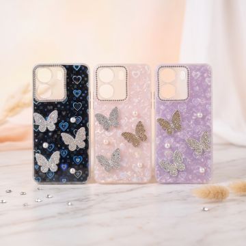 Still Glitter Sparkling Butterfly Stone Case for Xiaomi Redmi 13C