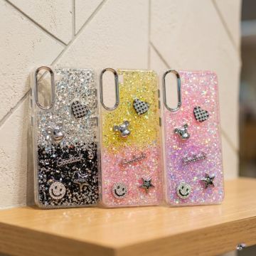 Samsung S21 Plus Girly Glitter Case Good Luck Heart Edition