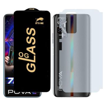 2-in-1 360 Protection for Tecno pova 2: HD Glass + Back Matte