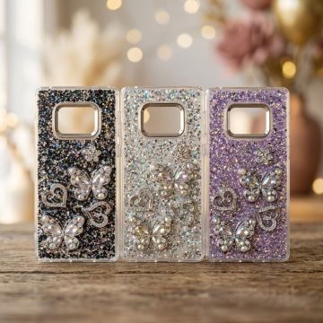 Samsung Note 9 Back Cover Butterfly Stone Studded Still Glitter Case
