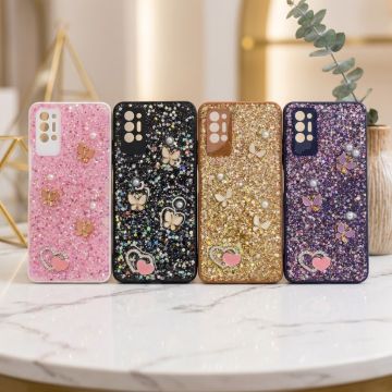 Premium Multicolor Glitter Case for Tecno Pova Neo 2 with Heart Stone