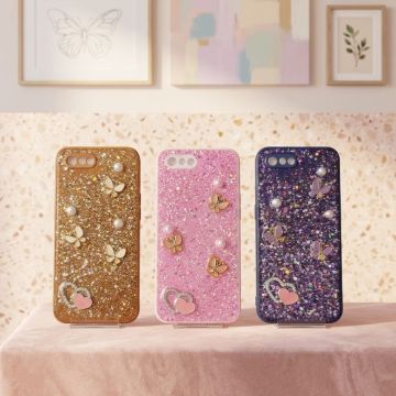 Premium Multicolor Glitter Case for Realme C2 with Heart Stone