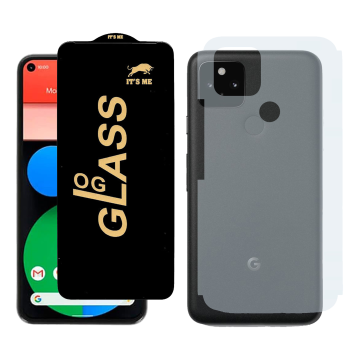 Google Pixel 5 Combo: OG Glass Screen Protector + Carbon Back Skin - Image 2