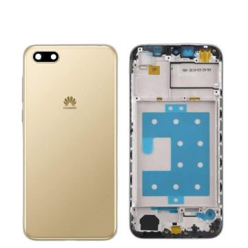 Huawei Y5 Prime 2018 Housing Middle Frame With Side Button and Camera Lens Complete Body Casing Replacement For Y5 Prime 2018 - Golden - Image 2