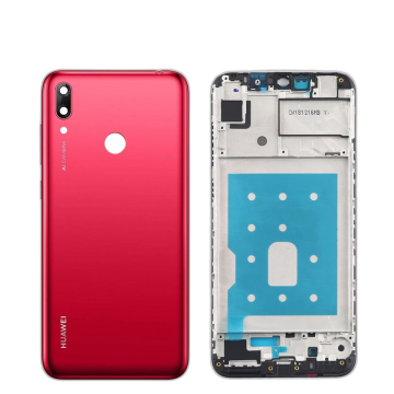 Huawei Y7 Prime 2019 Housing Middle Frame With Side Button and Camera Lens Complete Body Casing Replacement For Y7 Prime 2019 - Red - Image 2