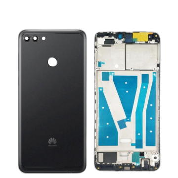 Huawei Y9 2018 Housing Middle Frame With Side Button and Camera Lens Complete Body Casing Replacement For Y9 2018 - Black - Image 2