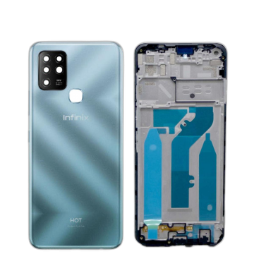 Infinix Hot 10 Housing Middle Frame With Side Button and Camera Lens Complete Body Casing Replacement For Hot 10 - Blue - Image 2
