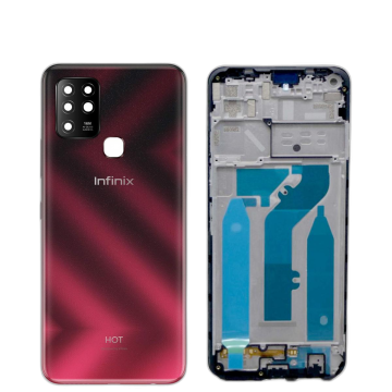 Infinix Hot 10 Housing Middle Frame With Side Button and Camera Lens Complete Body Casing Replacement For Hot 10 - Red - Image 2