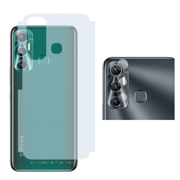 Infinix Hot 11 Rear Combo: Carbon Fiber Skin + Camera Lens Protector - Image 2
