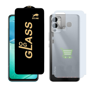Infinix Hot 12 Play Combo: OG Glass Screen Protector + Carbon Back Skin - Image 2