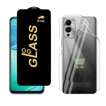 Infinix Hot 12 Play Protection Pack: OG Glass + Clear Back Jelly Film - Image 2