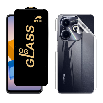 Infinix Hot 40i Protection Pack: OG Glass + Clear Back Jelly Film - Image 2
