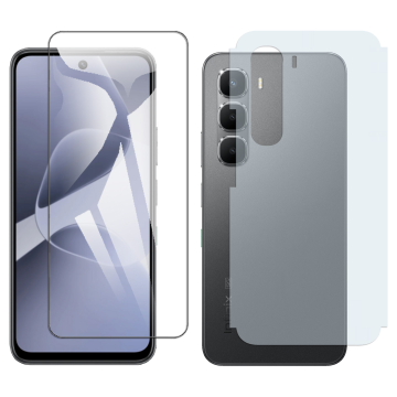 Infinix Hot 60 Glass Protector Polish Screen Tempered + Back Carbon Fiber Matte Soft Skin Sheet - Image 2