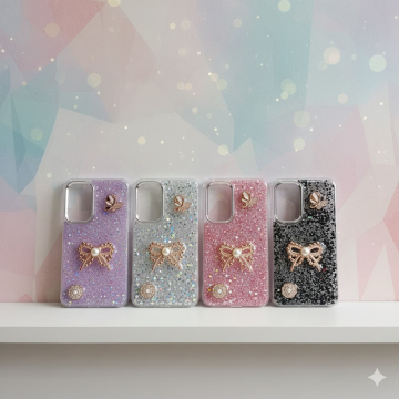 Infinix Hot 60 Pro Plus Glitter Butterfly Bow Mobile Cover - Image 2