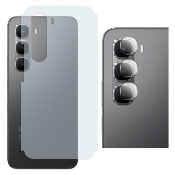Infinix Hot 60i Back Protector Carbon Fiber Matte Soft Skin Sheet + Rear Camera 9H Gorilla Flexible Protectior - Image 2