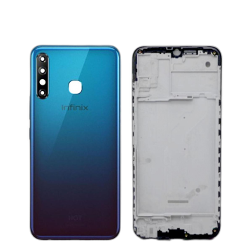 Infinix Hot 8 Housing Middle Frame With Side Button and Camera Lens Complete Body Casing Replacement For Hot 8 - Blue - Image 2