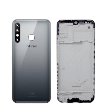 Infinix Hot 8 Housing Middle Frame With Side Button and Camera Lens Complete Body Casing Replacement For Hot 8 - Gray - Image 2