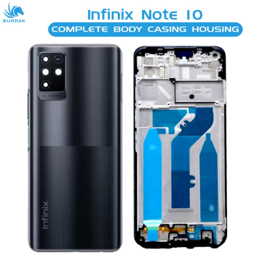 Infinix Note 10 Housing Middle Frame With Side Button and Camera Lens Complete Body Casing Replacement For Note 10 - Black - Image 2