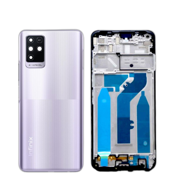 Infinix Note 10 Housing Middle Frame With Side Button and Camera Lens Complete Body Casing Replacement For Note 10 - Purple - Image 2
