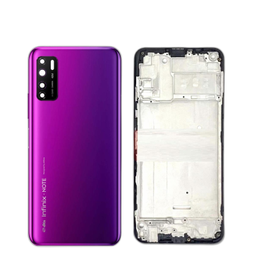 Infinix Note 7 Lite Housing Middle Frame With Side Button and Camera Lens Complete Body Casing Replacement For Note 7 Lite - Purple - Image 2