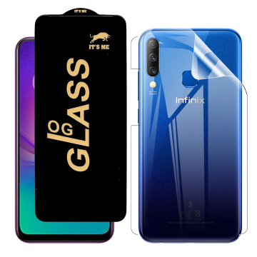 Infinix S4 Protection Pack: OG Glass + Clear Back Jelly Film - Image 2
