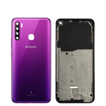 Infinix S5 Housing Middle Frame With Side Button and Camera Lens Complete Body Casing Replacement For S5 - Purple - Image 2