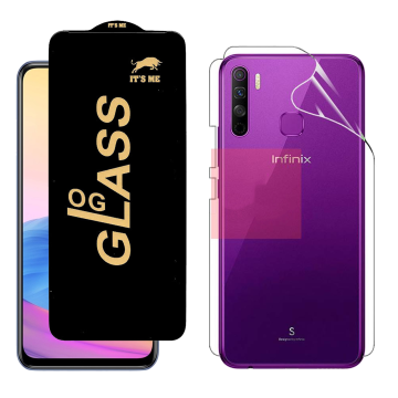 Infinix S5 Protection Pack: OG Glass + Clear Back Jelly Film - Image 2