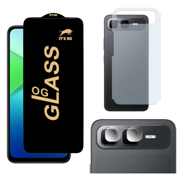 Infinix Smart 10 Plus 3-in-1 Kit: OG Glass + Carbon Back Camera Lens - Image 2
