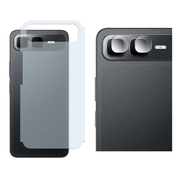 Infinix Smart 10 Plus Back Protector Carbon Fiber Matte Soft Skin Sheet + Rear Camera 9H Gorilla Flexible - Image 2