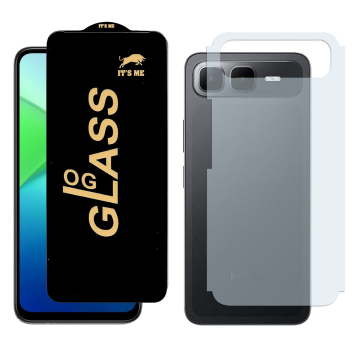 Infinix Smart 10 Plus Combo: OG Glass Screen Protector + Carbon Back Skin - Image 2