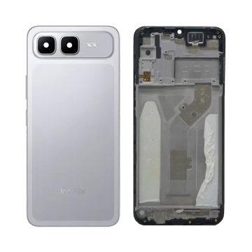 Infinix Smart 10 Plus Full Body Housing - Complete Casing with Middle Frame, Back Door, Buttons & Lens Silver - Image 2