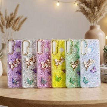 Infinix Smart 4 Butterfly Glitter Fancy Mobile Cover